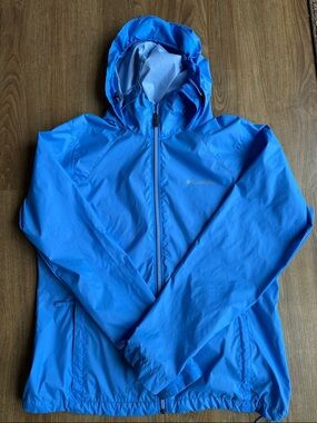 Columbia Blue Hooded Windbreaker Jacket women's large